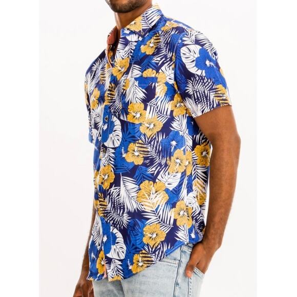 Weiv Los Angeles Hawaiian Print Cotton Button Down Multicolor Shirt Size Medium - Picture 1 of 10